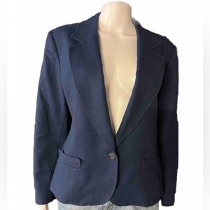 Women’s Pendleton Navy Blue Blazer Jacket Medium Wool High Quality Work
